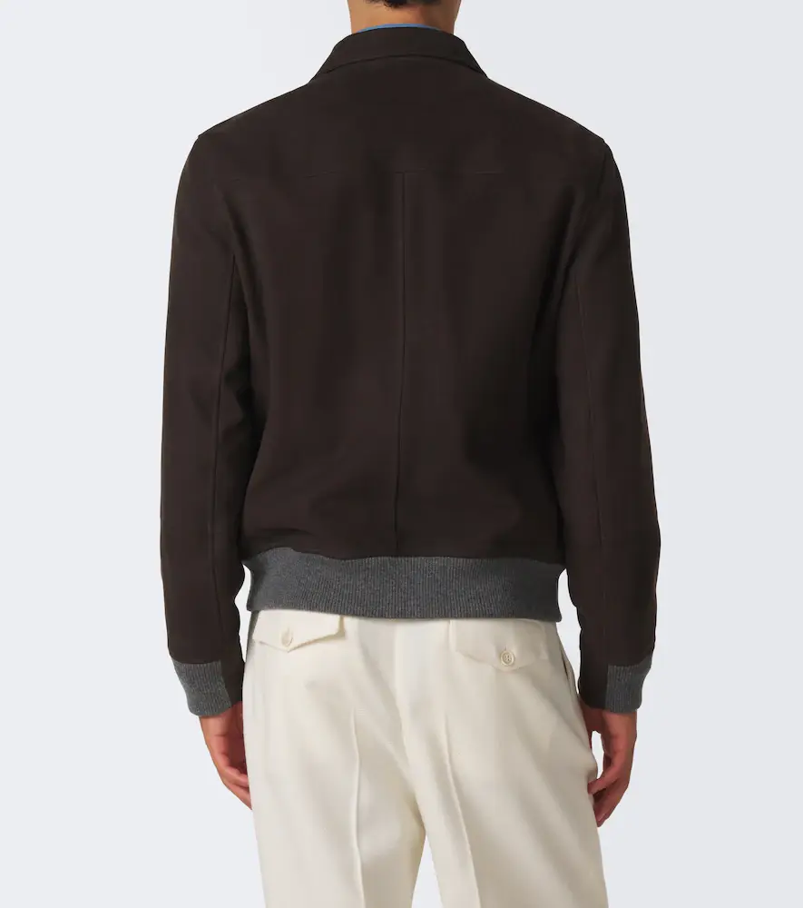 Brunello Cucinelli Cashmere-trimmed leather blouson jacket | Thumbnail 2 Brunello Cucinelli Cashmere-trimmed leather blouson jacket | Thumbnail 2