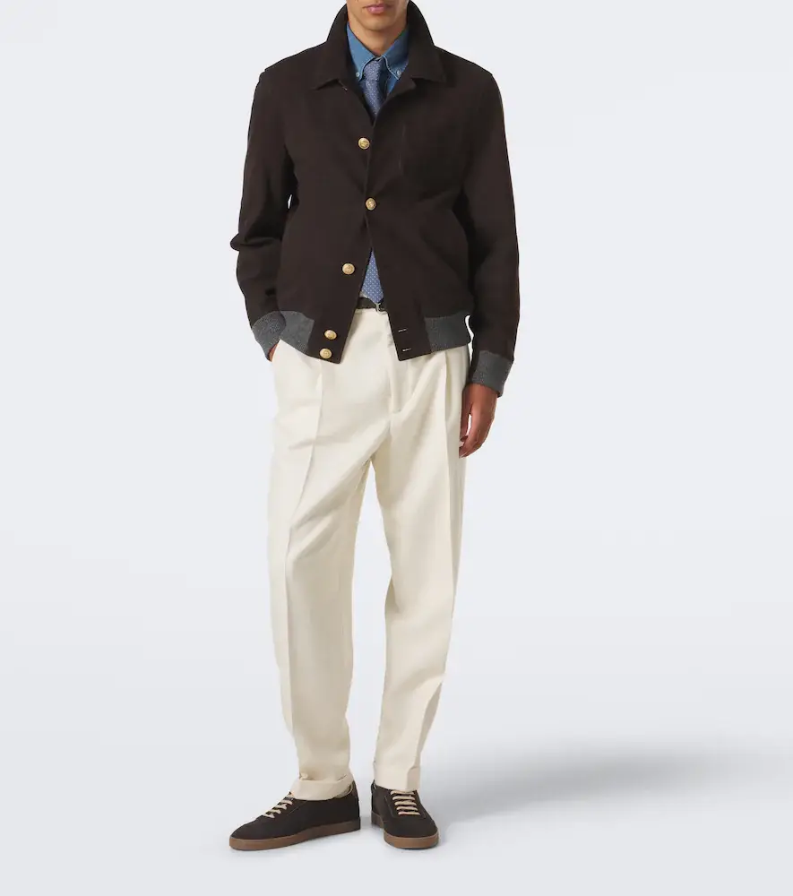 Brunello Cucinelli Cashmere-trimmed leather blouson jacket | Thumbnail 3 Brunello Cucinelli Cashmere-trimmed leather blouson jacket | Thumbnail 3