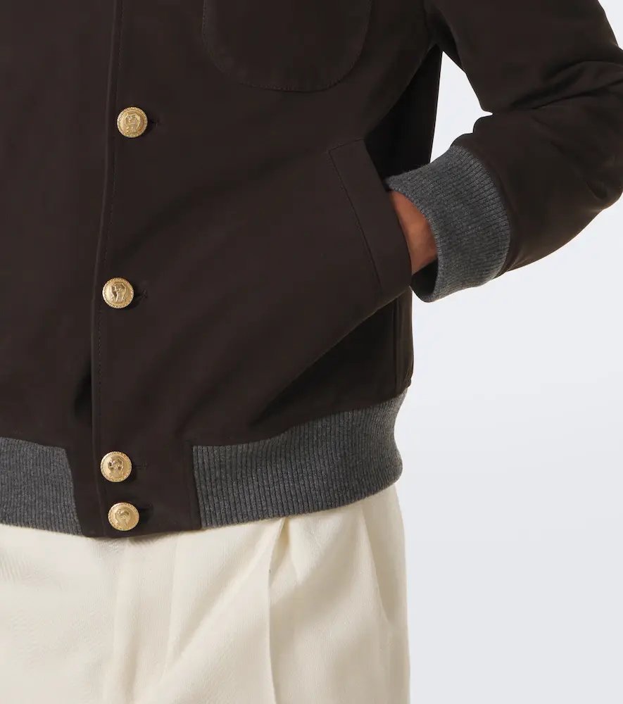 Brunello Cucinelli Cashmere-trimmed leather blouson jacket | Thumbnail 4 Brunello Cucinelli Cashmere-trimmed leather blouson jacket | Thumbnail 4