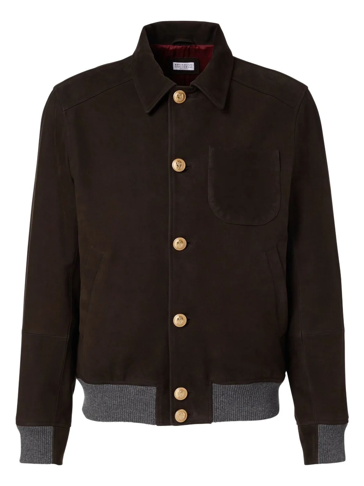 Cashmere-trimmed leather blouson jacket