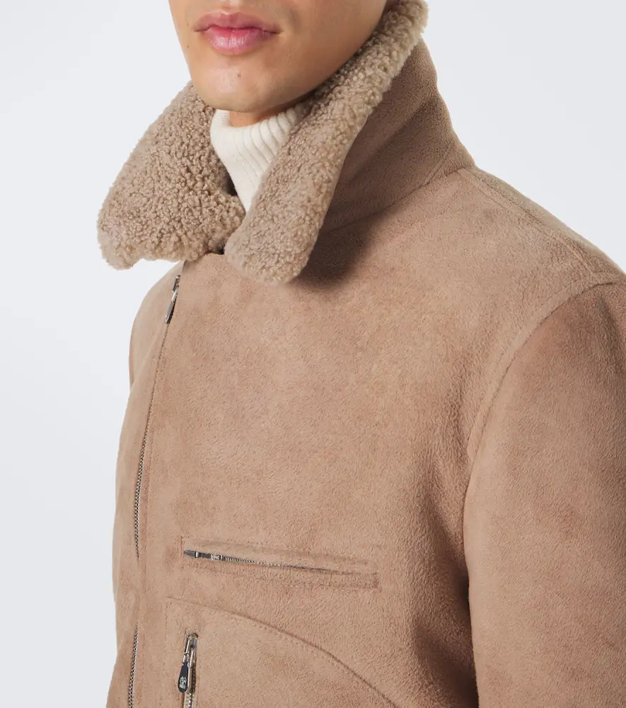 Brunello Cucinelli Shearling-trimmed suede biker | Thumbnail 5 Brunello Cucinelli Shearling-trimmed suede biker | Thumbnail 5