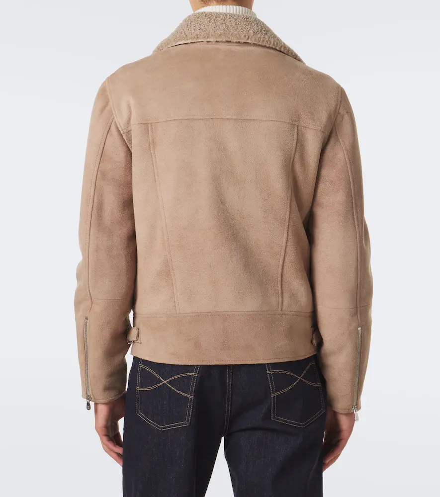 Brunello Cucinelli Shearling-trimmed suede biker | Thumbnail 6 Brunello Cucinelli Shearling-trimmed suede biker | Thumbnail 6