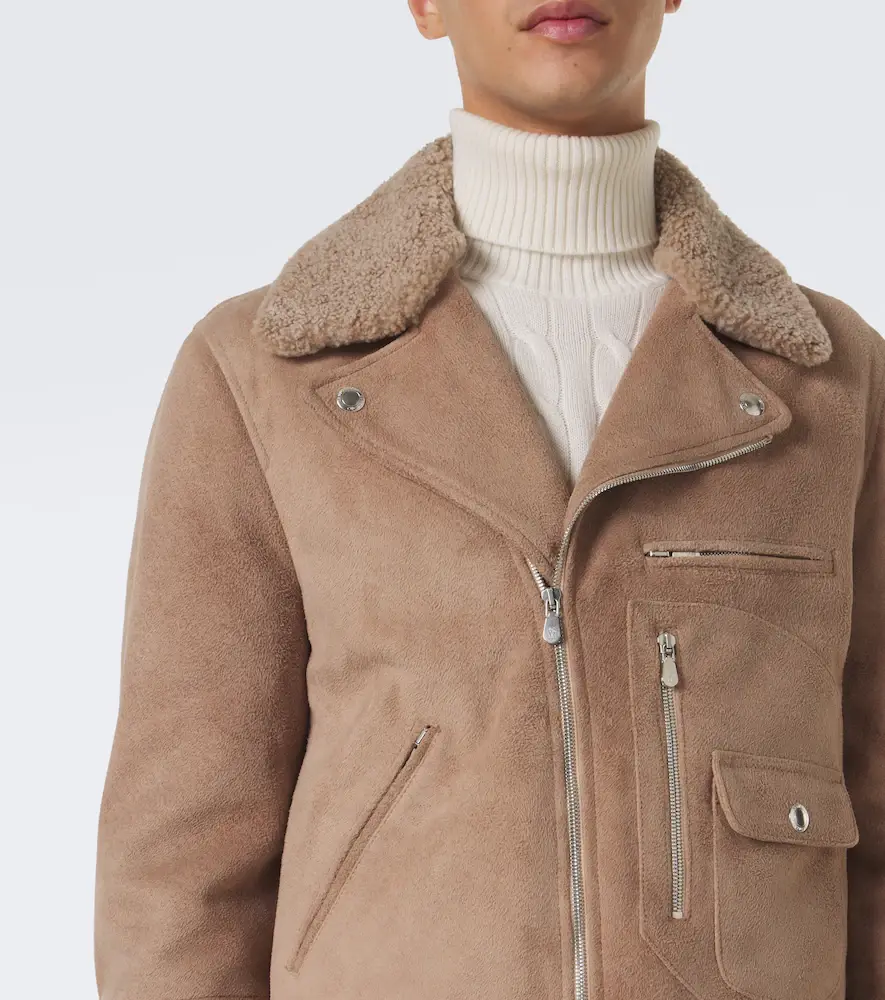Brunello Cucinelli Shearling-trimmed suede biker | Thumbnail 7 Brunello Cucinelli Shearling-trimmed suede biker | Thumbnail 7