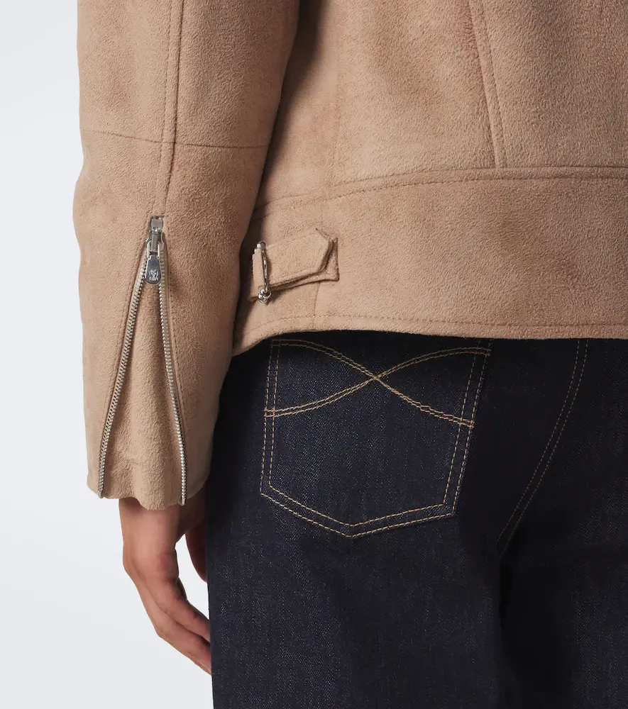 Brunello Cucinelli Shearling-trimmed suede biker | Thumbnail 8 Brunello Cucinelli Shearling-trimmed suede biker | Thumbnail 8