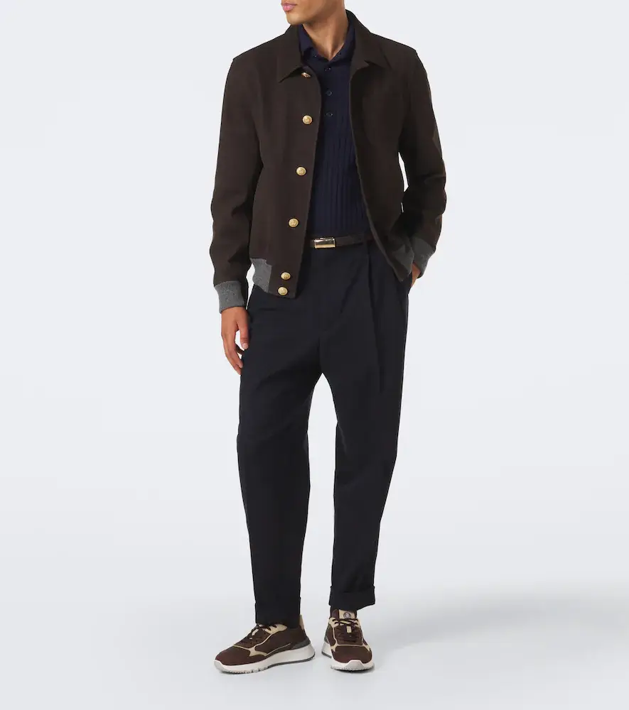 Brunello Cucinelli Leather-trimmed suede sneakers | Thumbnail 2 Brunello Cucinelli Leather-trimmed suede sneakers | Thumbnail 2
