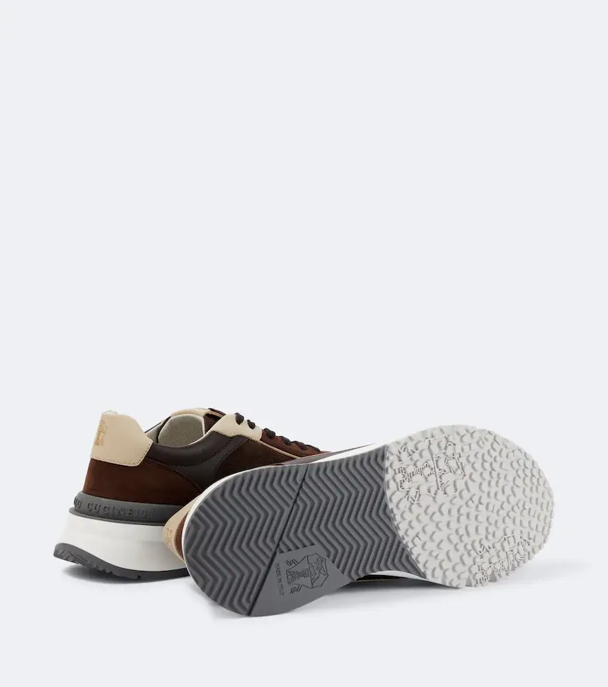 Brunello Cucinelli Leather-trimmed suede sneakers | Thumbnail 3 Brunello Cucinelli Leather-trimmed suede sneakers | Thumbnail 3