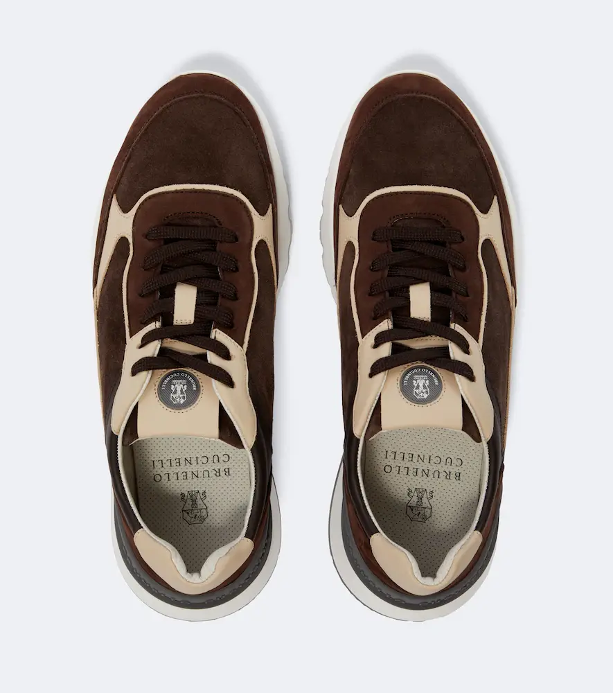 Brunello Cucinelli Leather-trimmed suede sneakers | Thumbnail 6 Brunello Cucinelli Leather-trimmed suede sneakers | Thumbnail 6