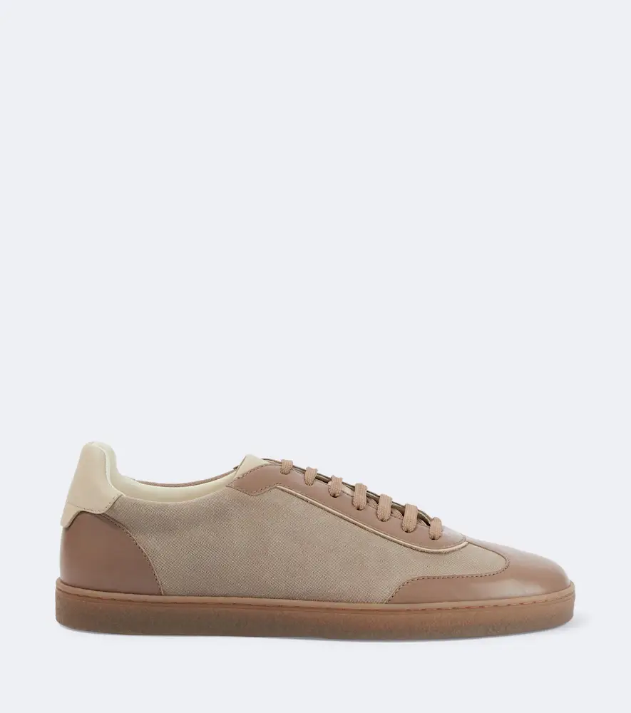 Brunello Cucinelli Leather-trimmed herringbone sneakers | Thumbnail 3 Brunello Cucinelli Leather-trimmed herringbone sneakers | Thumbnail 3