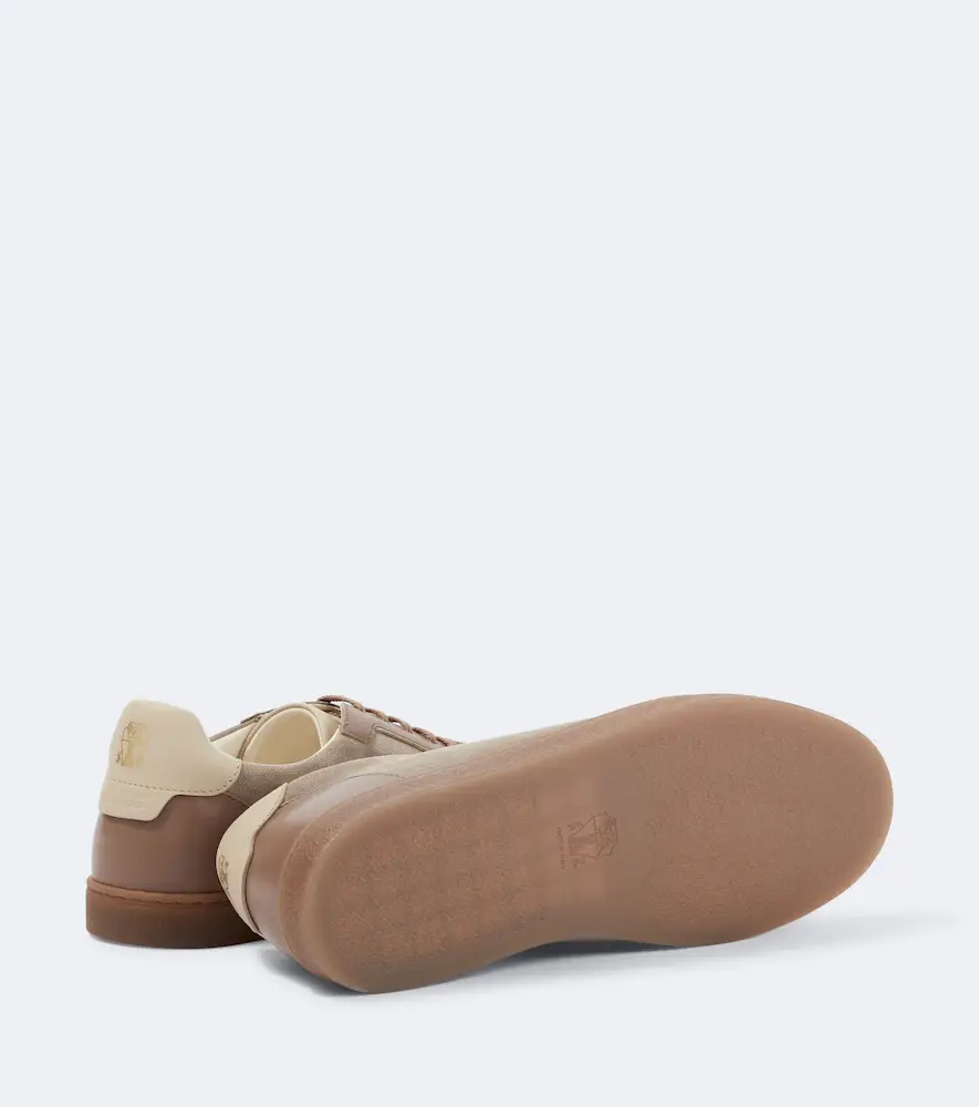 Brunello Cucinelli Leather-trimmed herringbone sneakers | Thumbnail 4 Brunello Cucinelli Leather-trimmed herringbone sneakers | Thumbnail 4