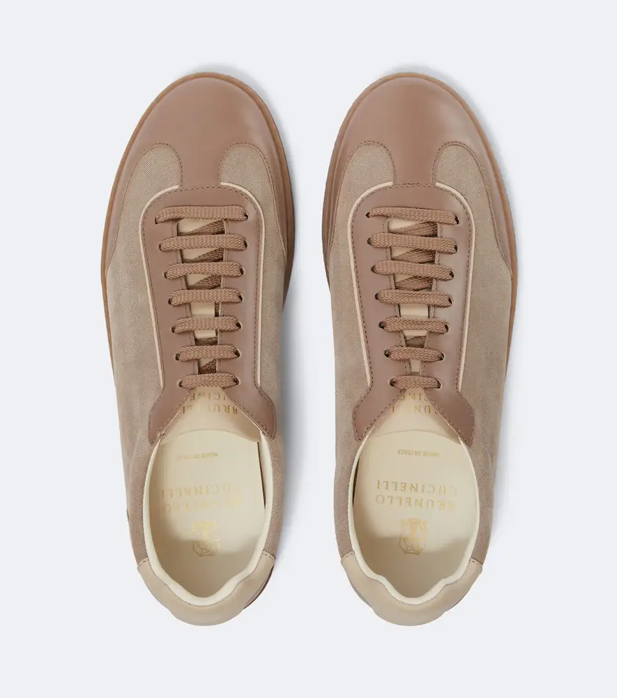 Brunello Cucinelli Leather-trimmed herringbone sneakers | Thumbnail 5 Brunello Cucinelli Leather-trimmed herringbone sneakers | Thumbnail 5