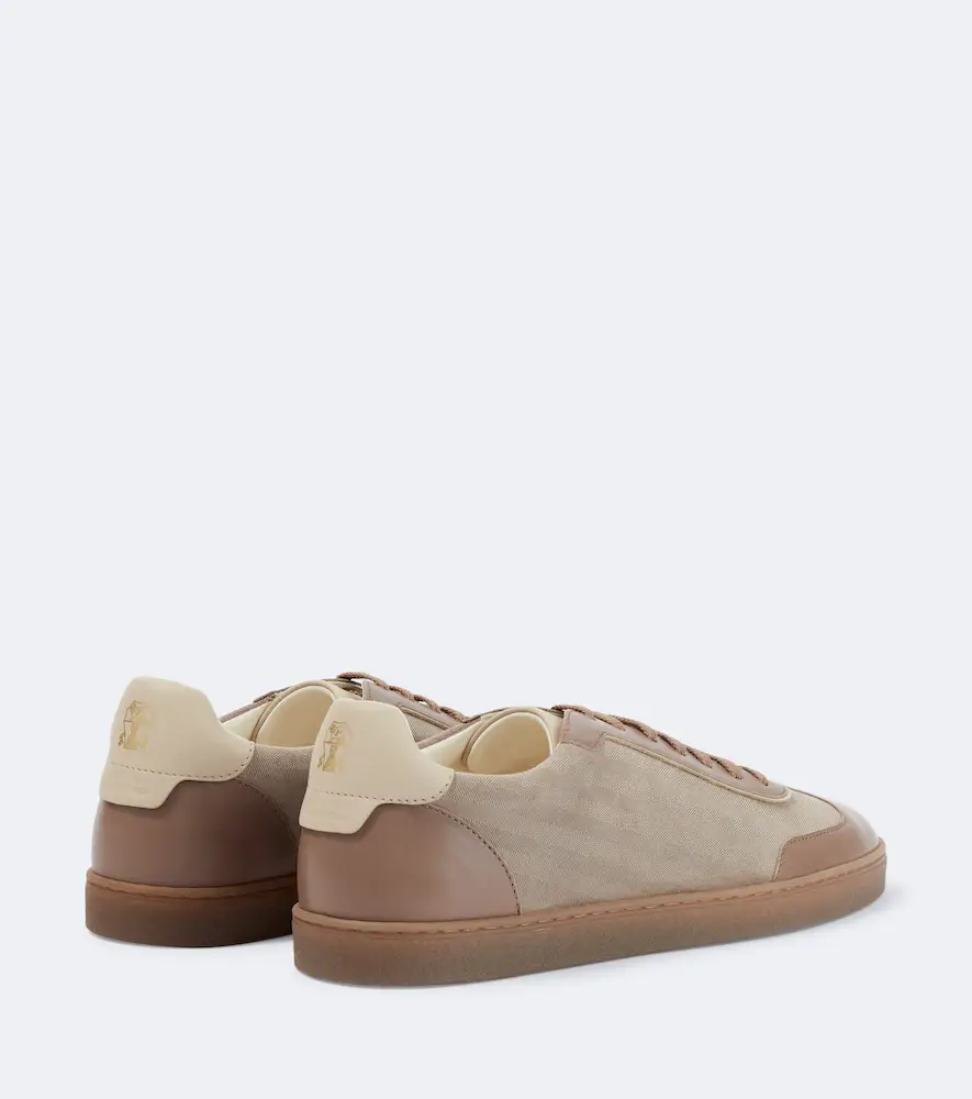 Brunello Cucinelli Leather-trimmed herringbone sneakers | Thumbnail 6 Brunello Cucinelli Leather-trimmed herringbone sneakers | Thumbnail 6