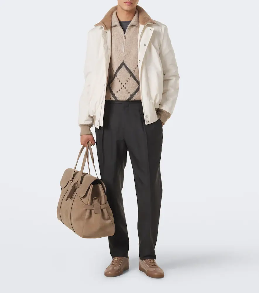 Brunello Cucinelli Leather-trimmed herringbone sneakers | Thumbnail 7 Brunello Cucinelli Leather-trimmed herringbone sneakers | Thumbnail 7