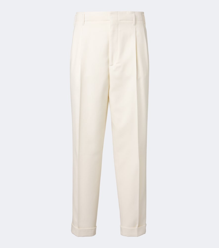 Pleated wool and cotton straight pants Pleated wool and cotton straight pants