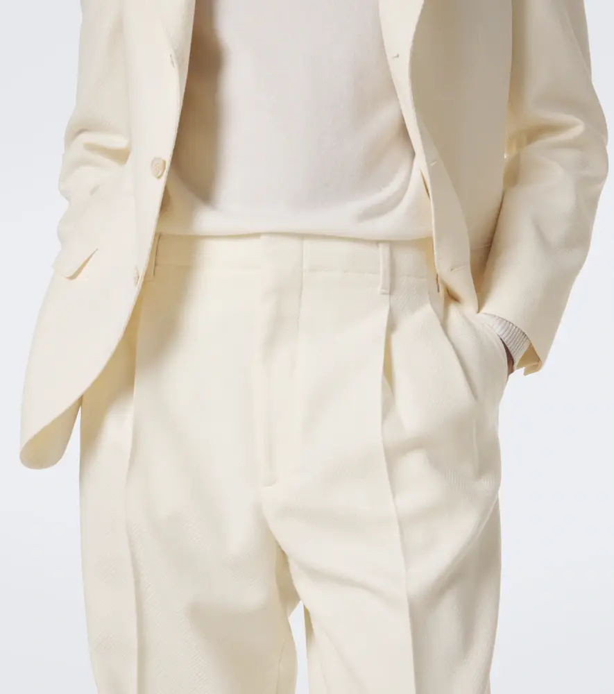 Brunello Cucinelli Pleated wool and cotton straight pants | Thumbnail 2 Brunello Cucinelli Pleated wool and cotton straight pants | Thumbnail 2