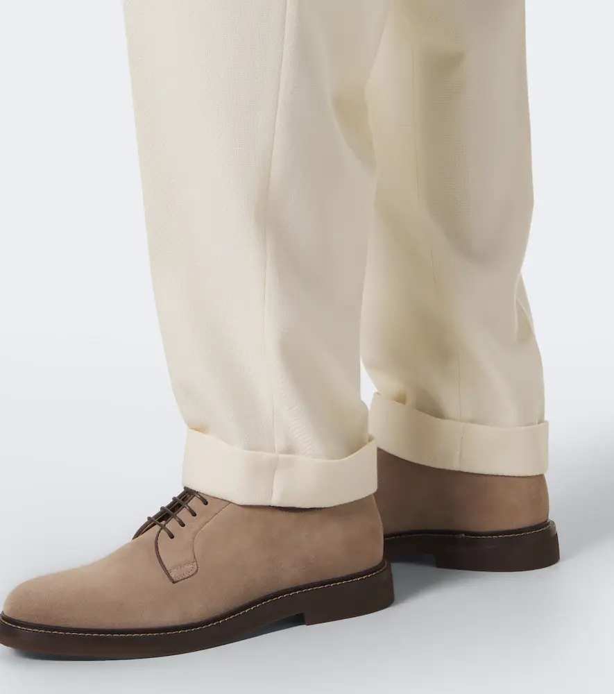 Brunello Cucinelli Pleated wool and cotton straight pants | Thumbnail 3 Brunello Cucinelli Pleated wool and cotton straight pants | Thumbnail 3