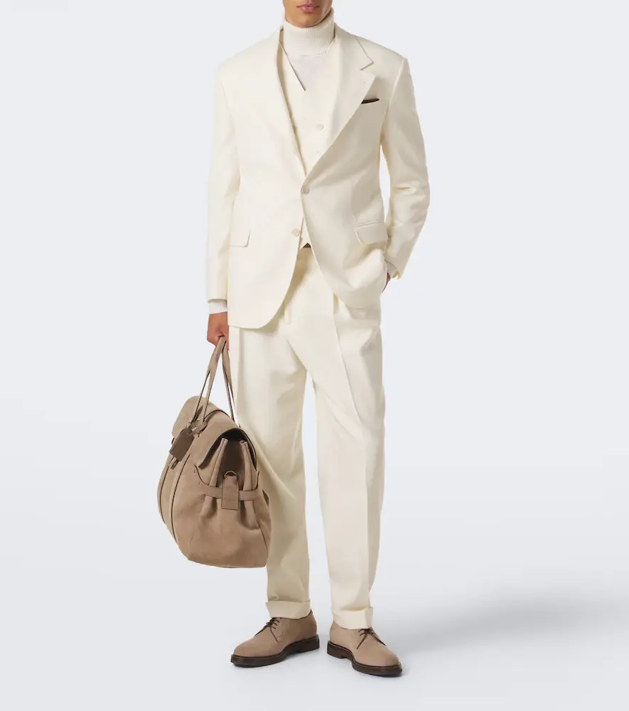 Brunello Cucinelli Pleated wool and cotton straight pants | Thumbnail 5 Brunello Cucinelli Pleated wool and cotton straight pants | Thumbnail 5