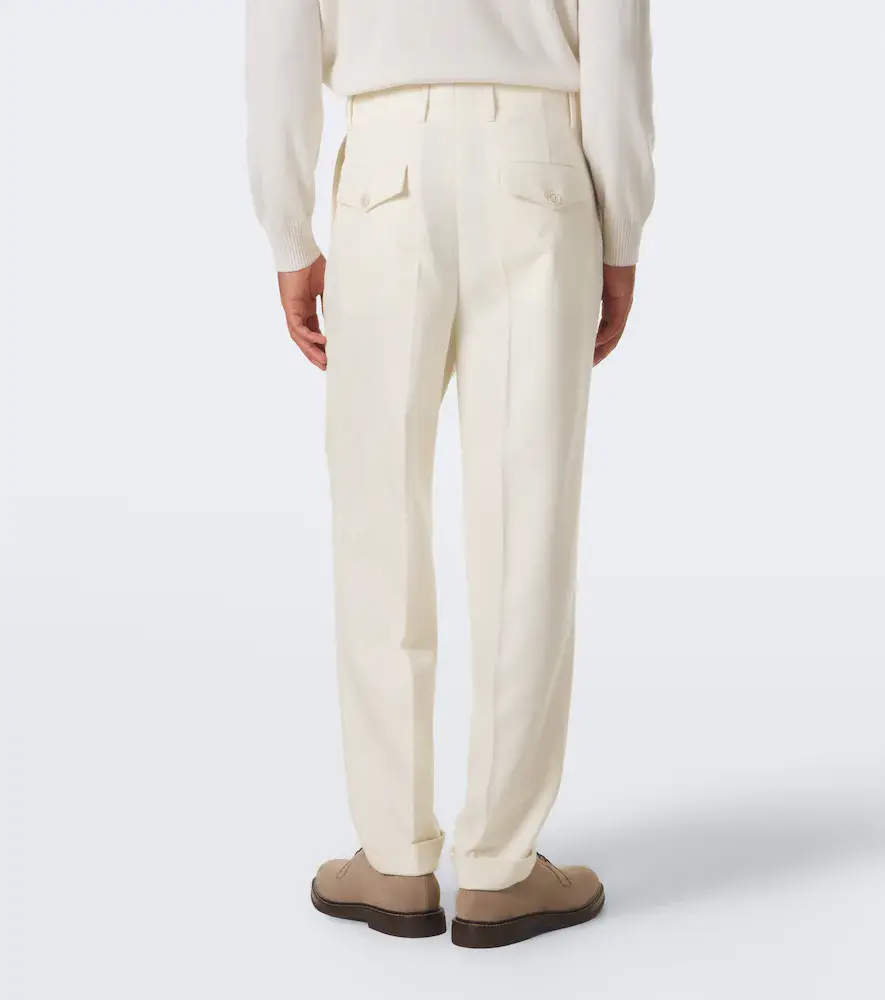 Brunello Cucinelli Pleated wool and cotton straight pants | Thumbnail 6 Brunello Cucinelli Pleated wool and cotton straight pants | Thumbnail 6