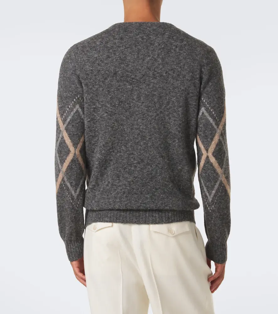 Brunello Cucinelli Argyle alpaca, cashmere, and wool-blend sweater | Thumbnail 4 Brunello Cucinelli Argyle alpaca, cashmere, and wool-blend sweater | Thumbnail 4
