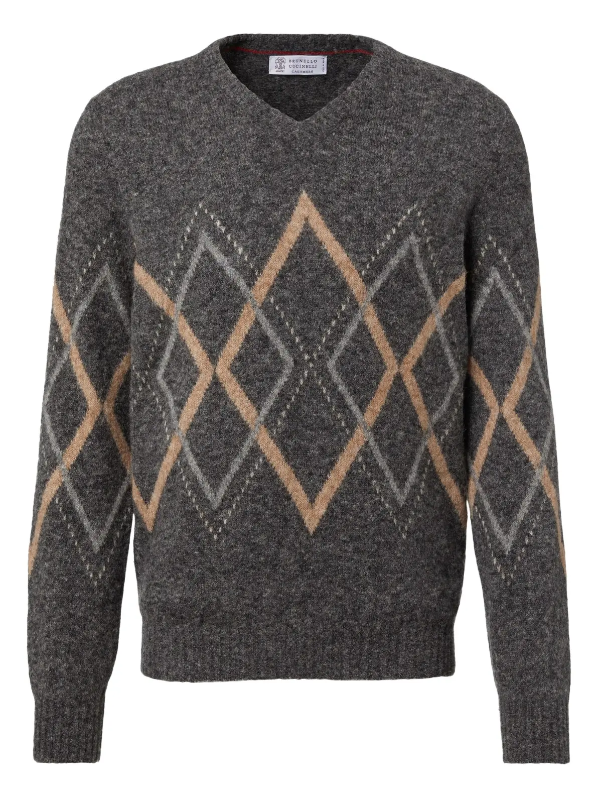 Brunello Cucinelli Argyle alpaca, cashmere, and wool-blend sweater