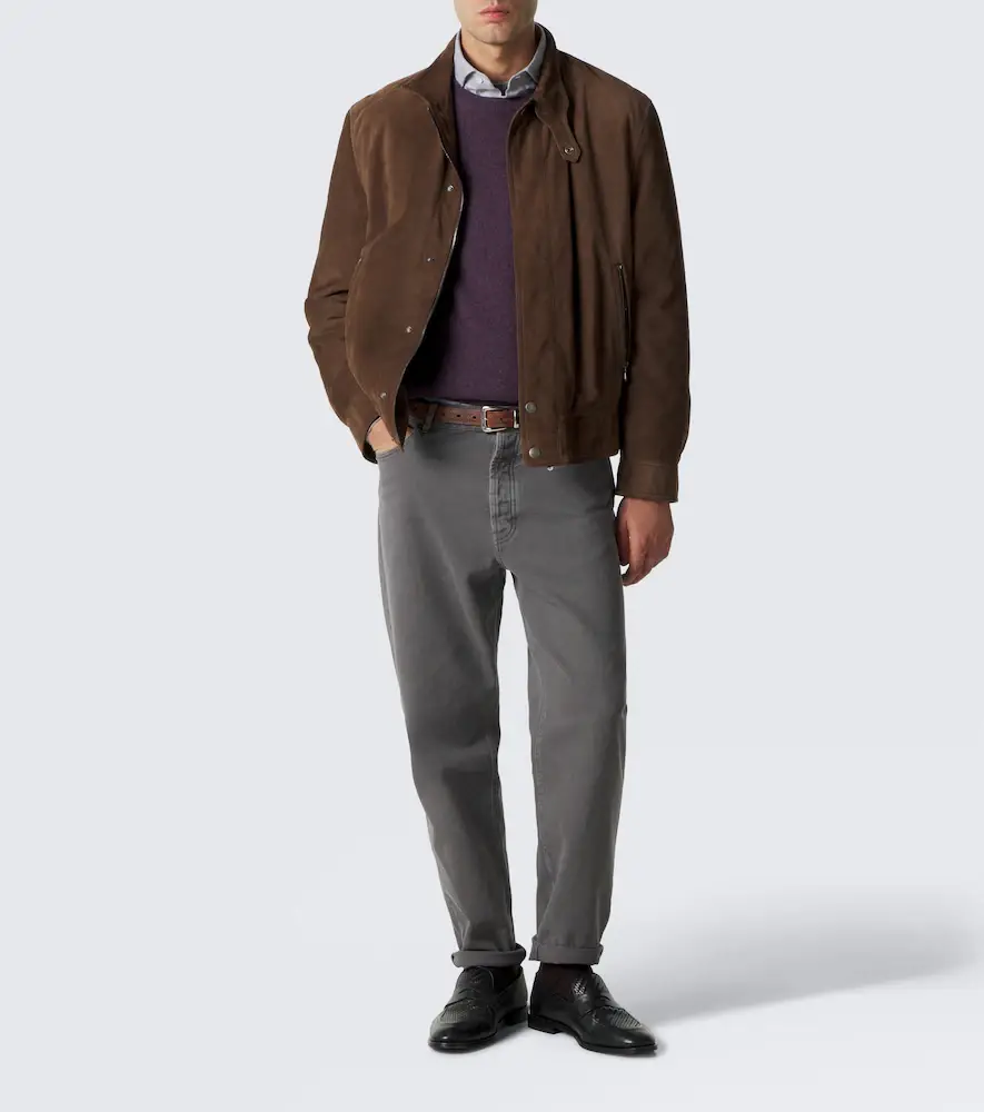 Brunello Cucinelli Leather-trimmed straight jeans | Thumbnail 2 Brunello Cucinelli Leather-trimmed straight jeans | Thumbnail 2