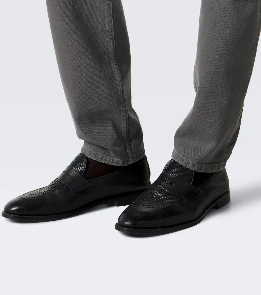 Brunello Cucinelli Leather-trimmed straight jeans | Thumbnail 4 Brunello Cucinelli Leather-trimmed straight jeans | Thumbnail 4