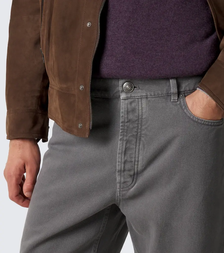 Brunello Cucinelli Leather-trimmed straight jeans | Thumbnail 5 Brunello Cucinelli Leather-trimmed straight jeans | Thumbnail 5