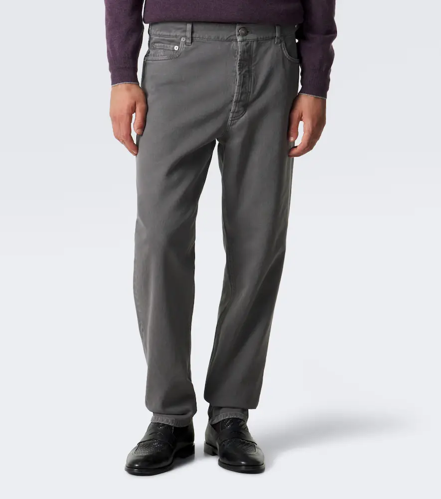 Brunello Cucinelli Leather-trimmed straight jeans | Thumbnail 6 Brunello Cucinelli Leather-trimmed straight jeans | Thumbnail 6