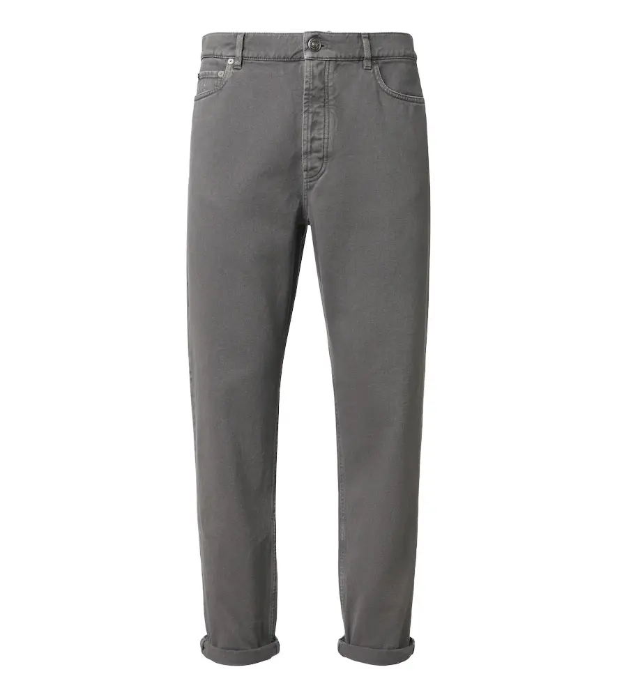 Brunello Cucinelli Leather-trimmed straight jeans