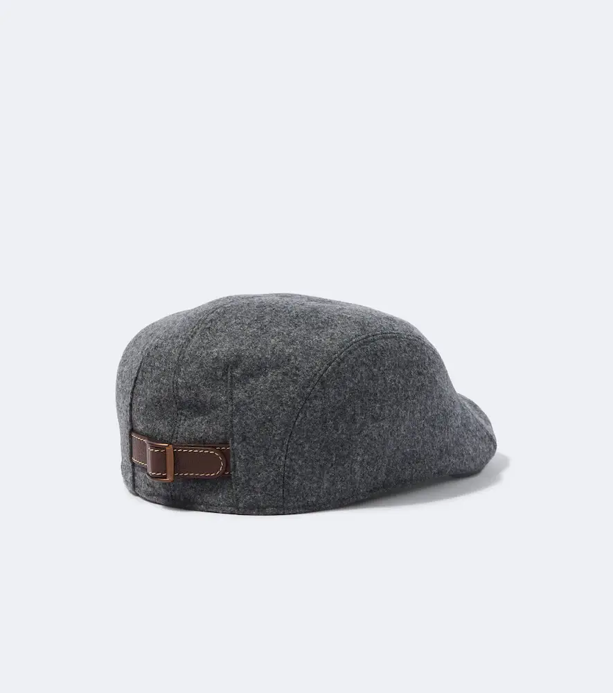 Brunello Cucinelli Leather-trimmed virgin wool flat cap | Thumbnail 2 Brunello Cucinelli Leather-trimmed virgin wool flat cap | Thumbnail 2