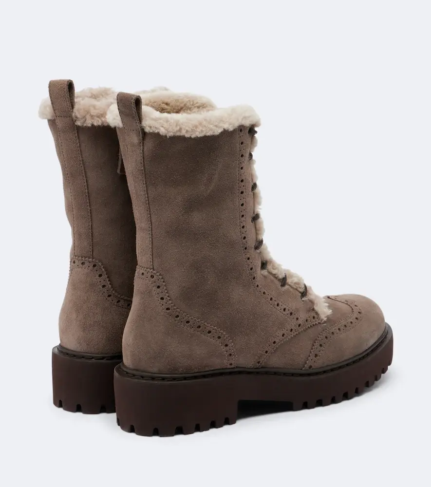 Brunello Cucinelli Shearling-trimmed suede lace-up boots | Thumbnail 3
