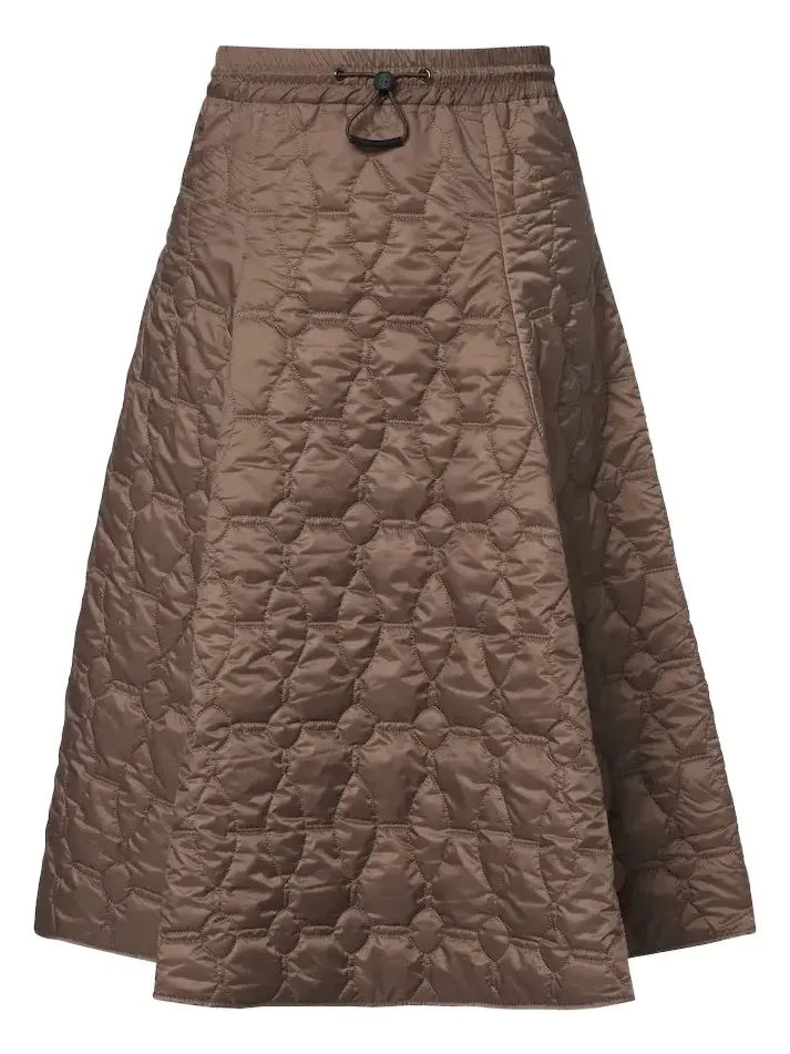 Padded quilted midi skirt