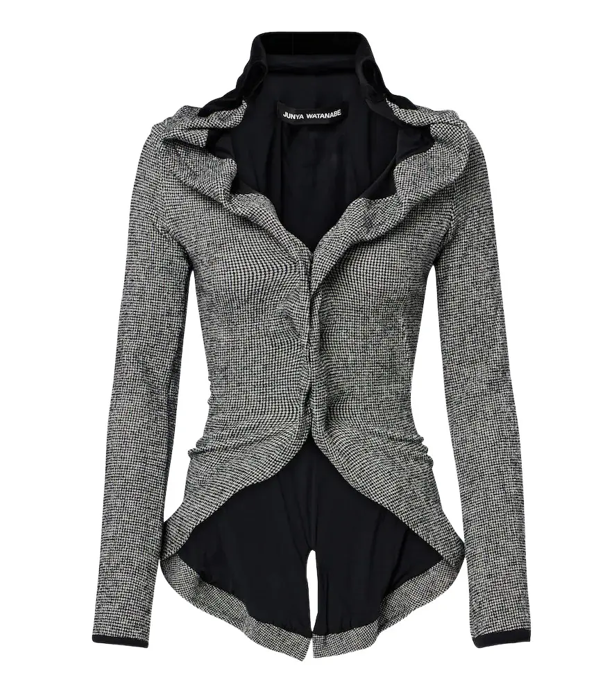 Houndstooth wool-blend jacket