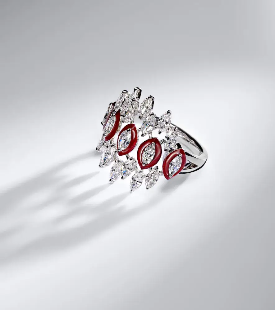 Kamyen Tiara 18kt white gold and enamel pinky ring with diamonds | Thumbnail 4