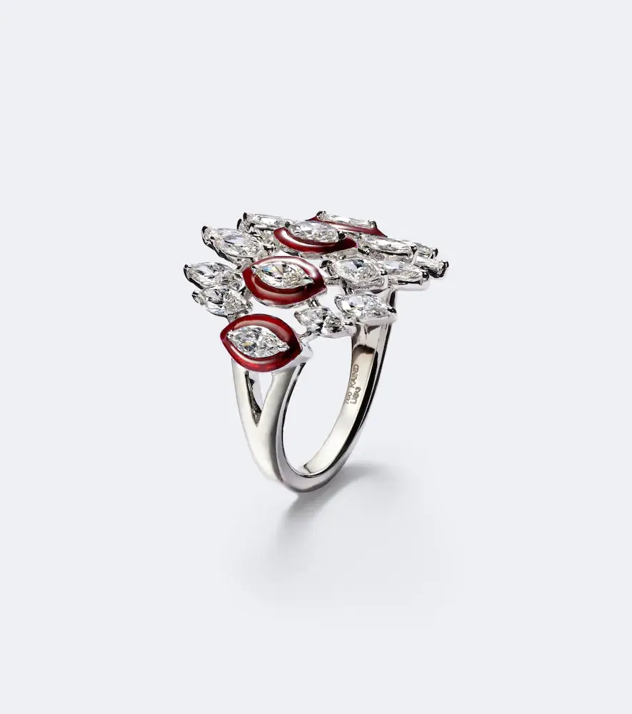 Kamyen Tiara 18kt white gold and enamel pinky ring with diamonds | Thumbnail 5
