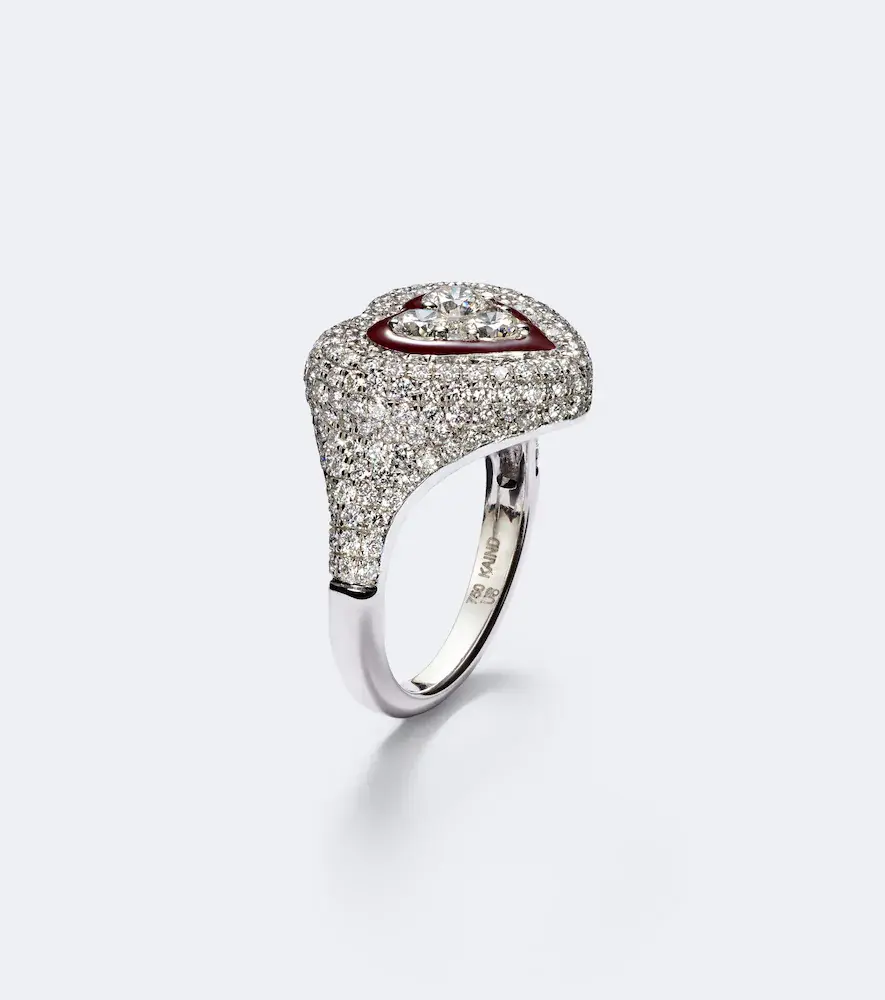 Kamyen Love Pop 18kt white gold and enamel pinky ring with diamonds | Thumbnail 5 Kamyen Love Pop 18kt white gold and enamel pinky ring with diamonds | Thumbnail 5