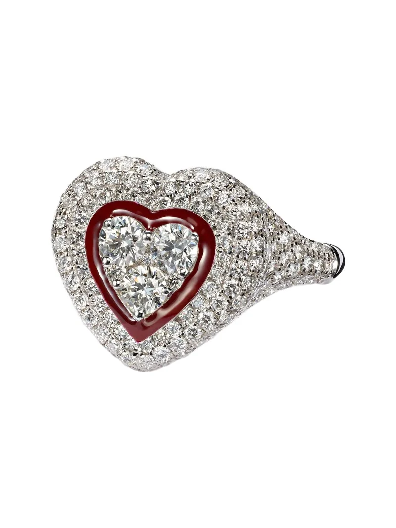 Kamyen Love Pop 18kt white gold and enamel pinky ring with diamonds