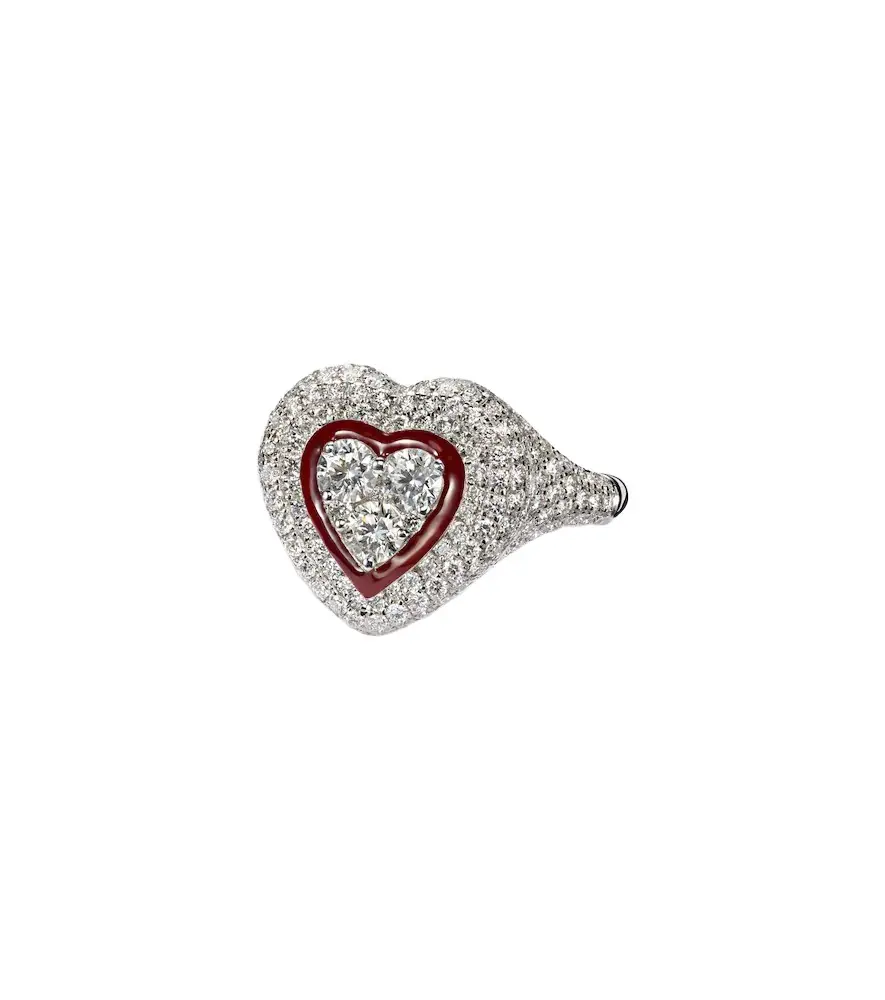 Love Pop 18kt white gold and enamel pinky ring with diamonds Love Pop 18kt white gold and enamel pinky ring with diamonds