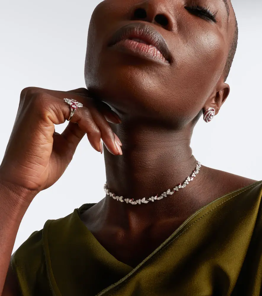 Kamyen Autumn 18kt white gold and enamel choker with diamonds | Thumbnail 4