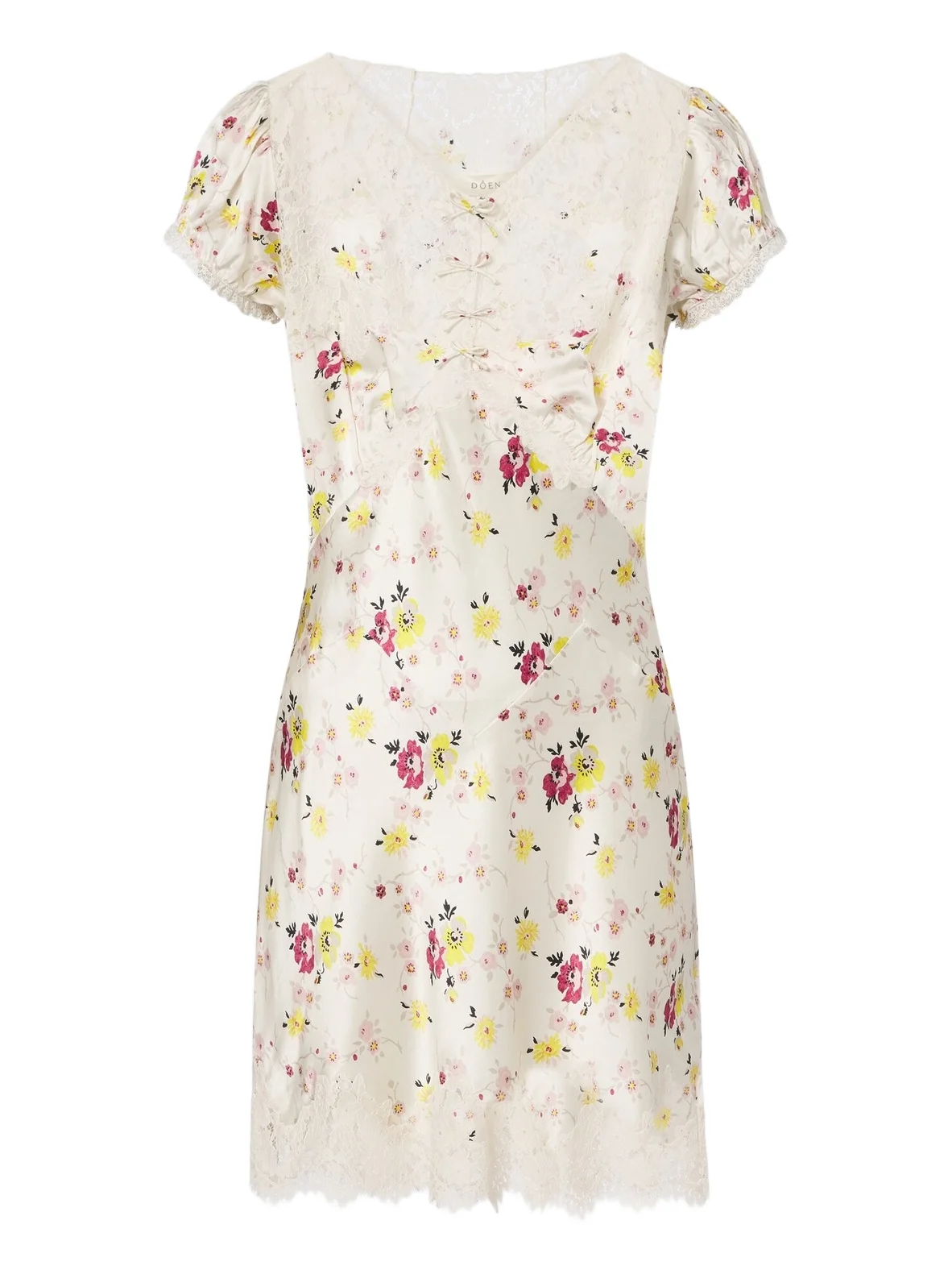 Dôen Elisaria floral lace-trimmed silk minidress Dôen Elisaria floral lace-trimmed silk minidress