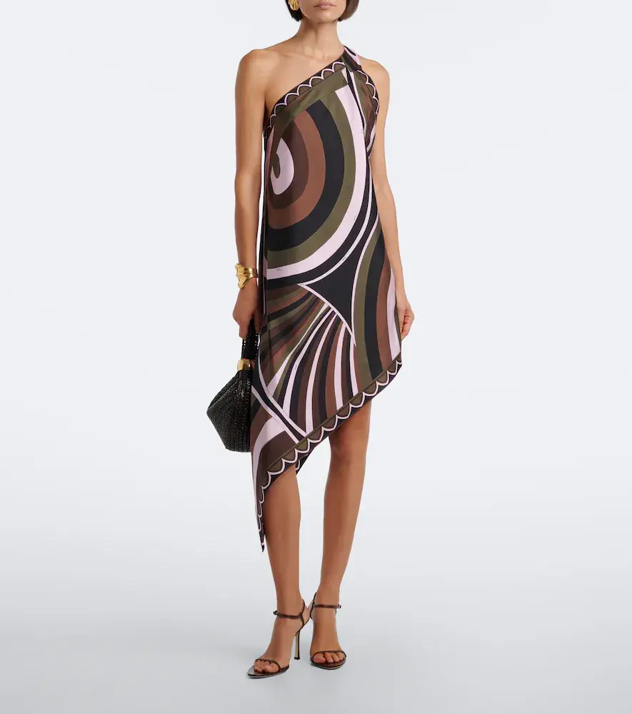 PUCCI Iride one-shoulder silk twill midi dress | Thumbnail 4