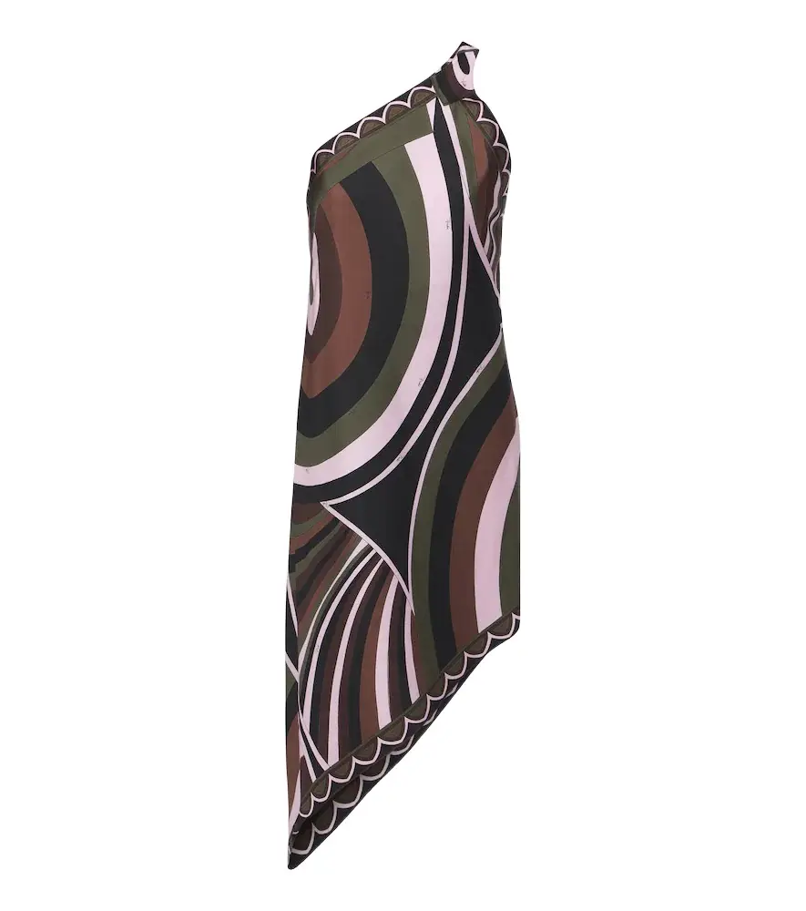 Iride one-shoulder silk twill midi dress