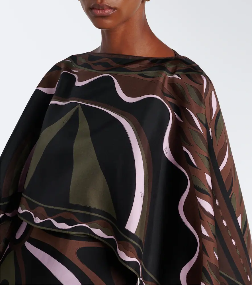 PUCCI Marmo and Dune caped silk twill gown | Thumbnail 2
