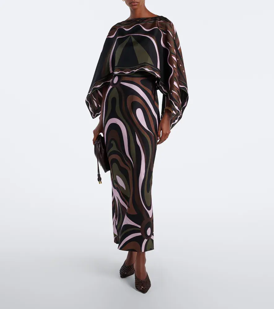 PUCCI Marmo and Dune caped silk twill gown | Thumbnail 4