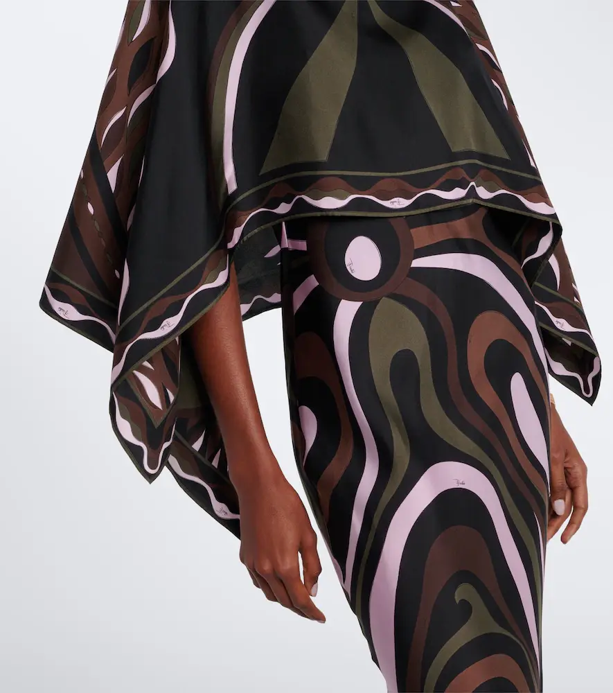 PUCCI Marmo and Dune caped silk twill gown | Thumbnail 6