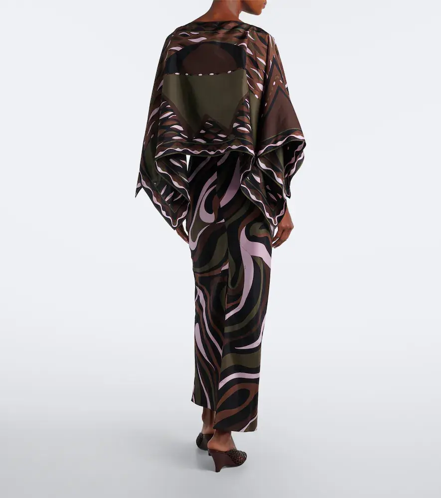 PUCCI Marmo and Dune caped silk twill gown | Thumbnail 7