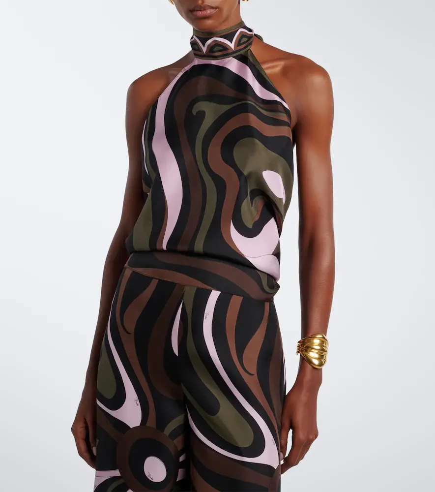 PUCCI Marmo halterneck silk twill top | Thumbnail 4 PUCCI Marmo halterneck silk twill top | Thumbnail 4