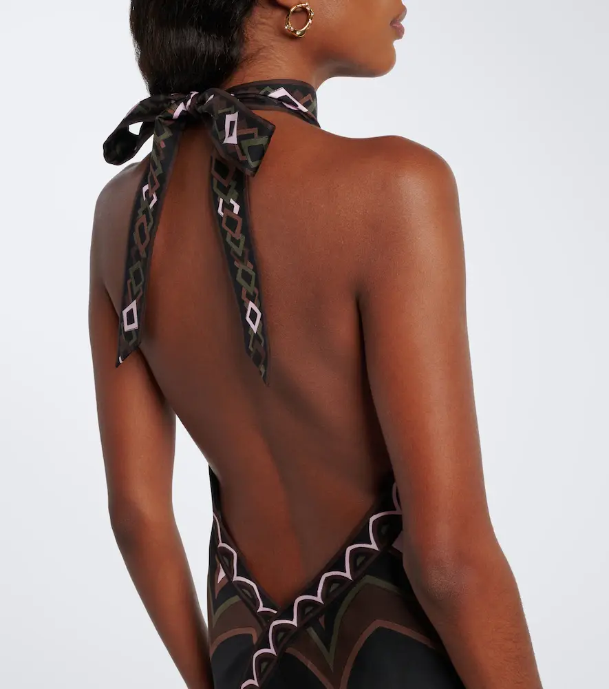 PUCCI Baiadera halterneck silk twill midi dress | Thumbnail 3