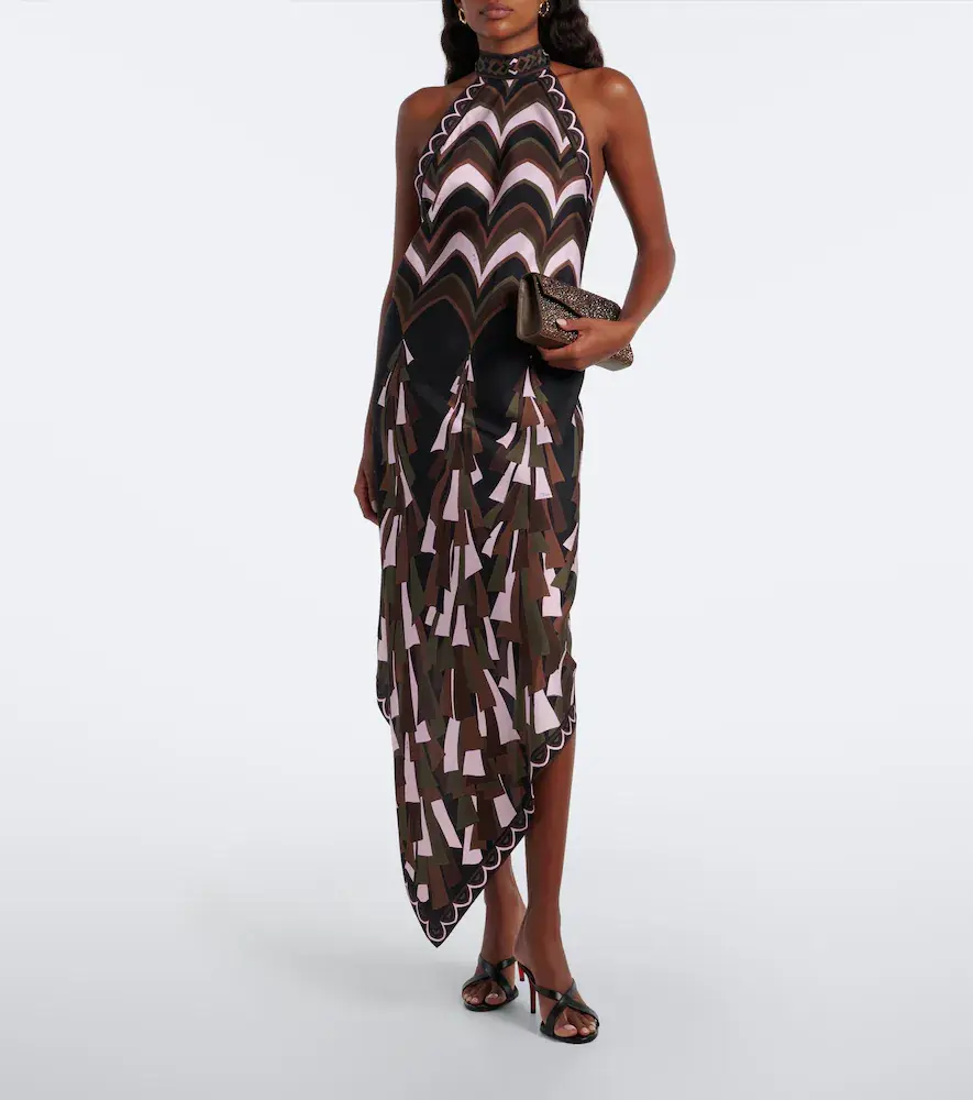 PUCCI Baiadera halterneck silk twill midi dress | Thumbnail 5