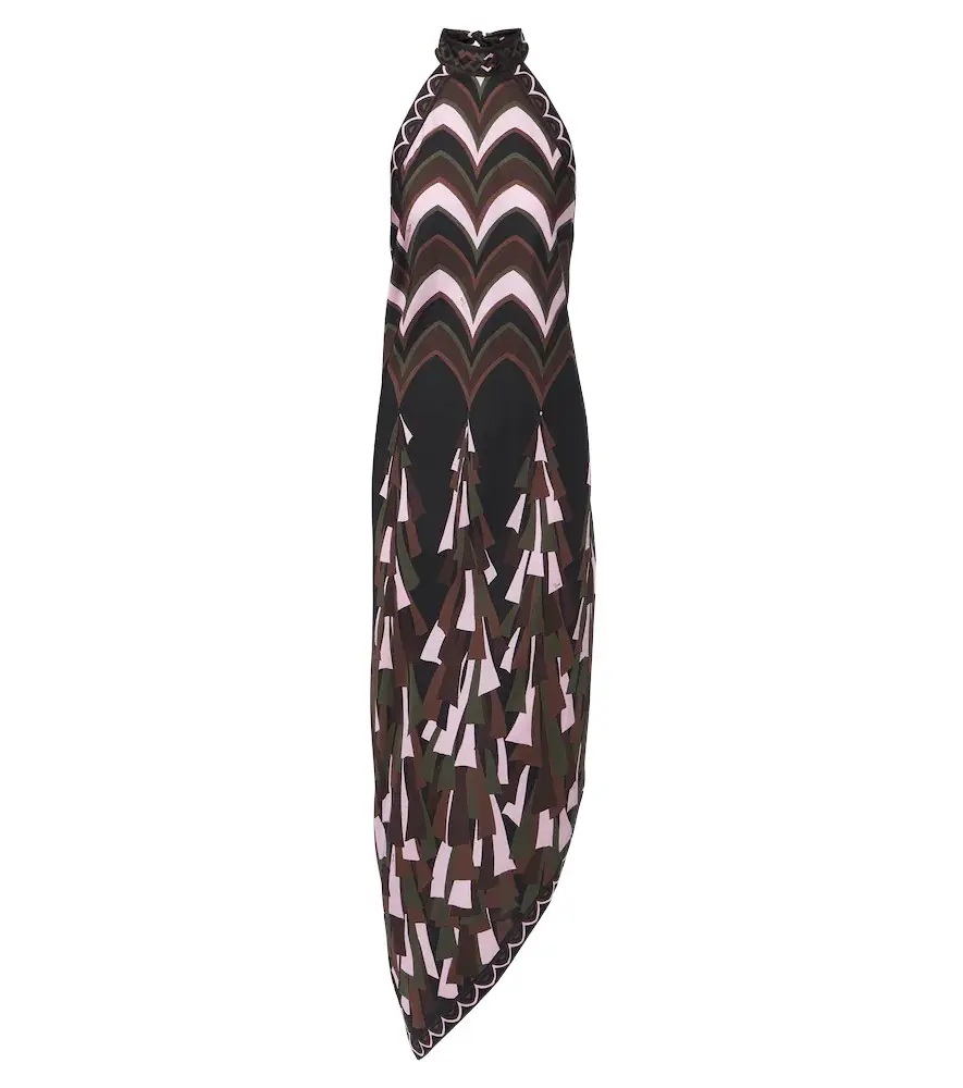 Baiadera halterneck silk twill midi dress