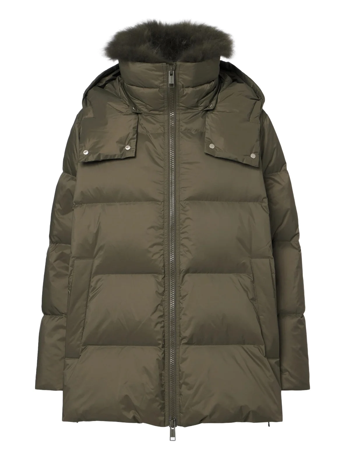 Shearling-trimmed down jacket